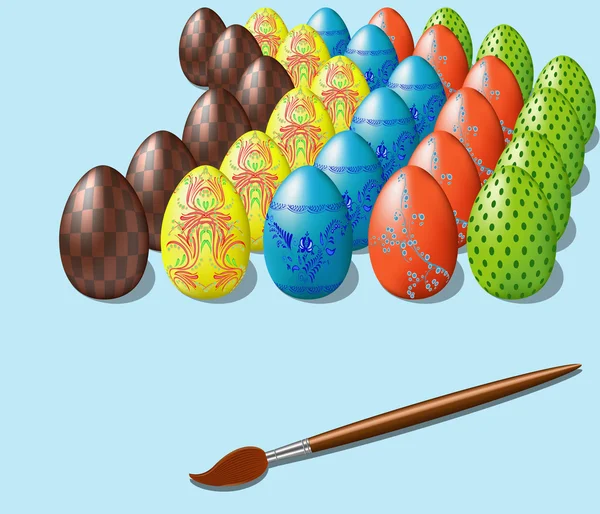 Oeufs de Pâques et brosse — Image vectorielle